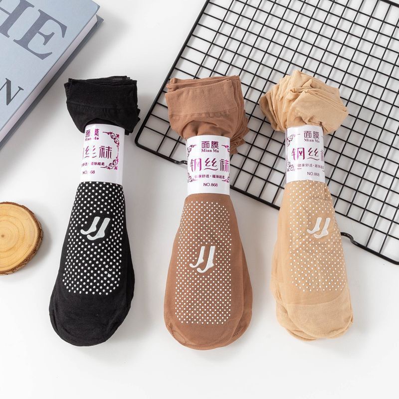 non-slip steel wire dispensing core stockings women‘s breathable and wearable velvet crystasilk sock thin silicone mid-calf socks