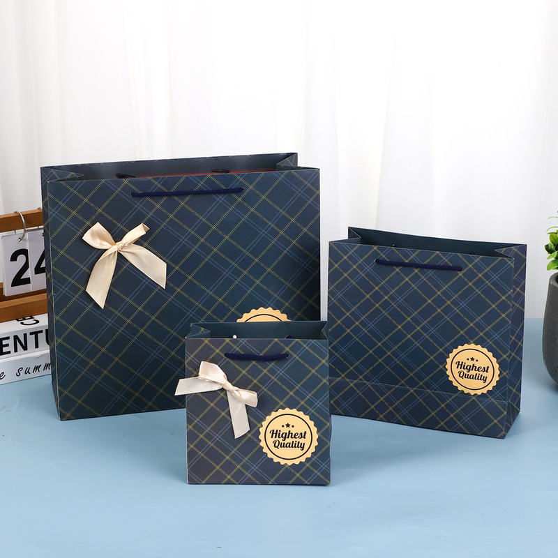 New Plaid Paper Bag Creative Business Gift Bag Back Gift Bag Tote Bag Wholesale