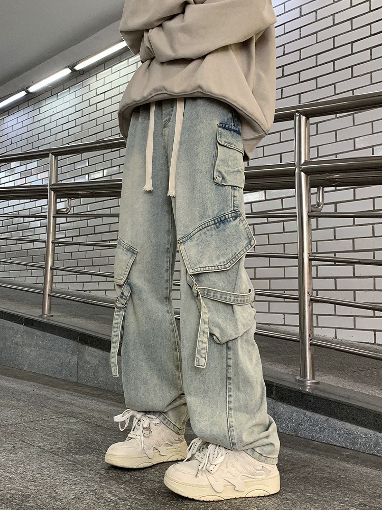 Осень/лето тонкие джинсы для мужчин и женщин, casual trousers, американский стиль, свободный прямой крой
