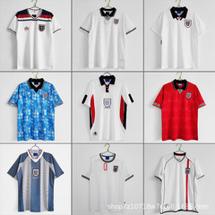 レトロなイングランドのユニホームのクラシックシリーズ1990-1996-1998-2002ホームのアウェイ半袖サッカー服