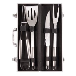 Amazon hot selling outdoor barbecue tools suit four-piece barbecue set aluminum box suit overseas direct sales
