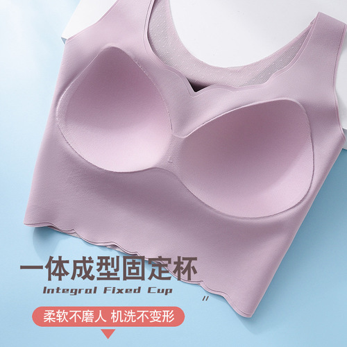Small wave seamless underwear women's tank top sports bra without wires comfortable push-up bra summer thin bra