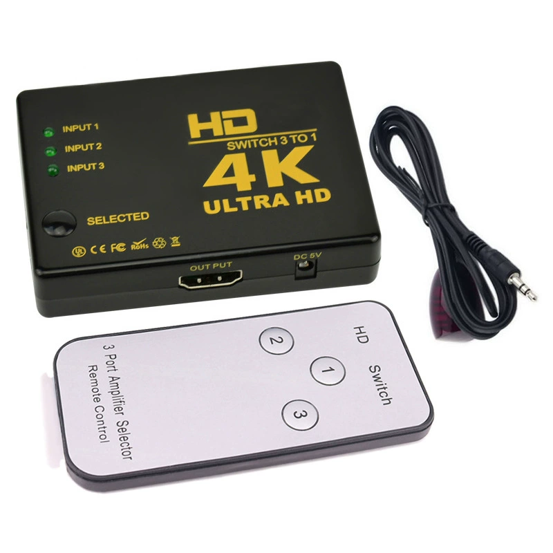 Высокочеткий HDMI переключатель 3-в-1 выход 4K60Hz с ИК-пультом, 3-в-1 HDTV конвертер