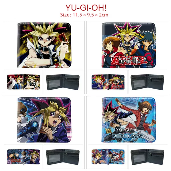 Yu-Gi-Oh Surrounding Short Folding Full Color Printed Wallet pu Men's and Women's Cartoon Animation Coin Purse Wallet Wallet Ticket Holder
