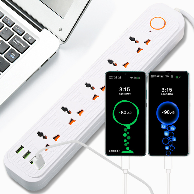 A03美規排插USB智能插排家用帶線開關插座5孔英規插線板拖線板