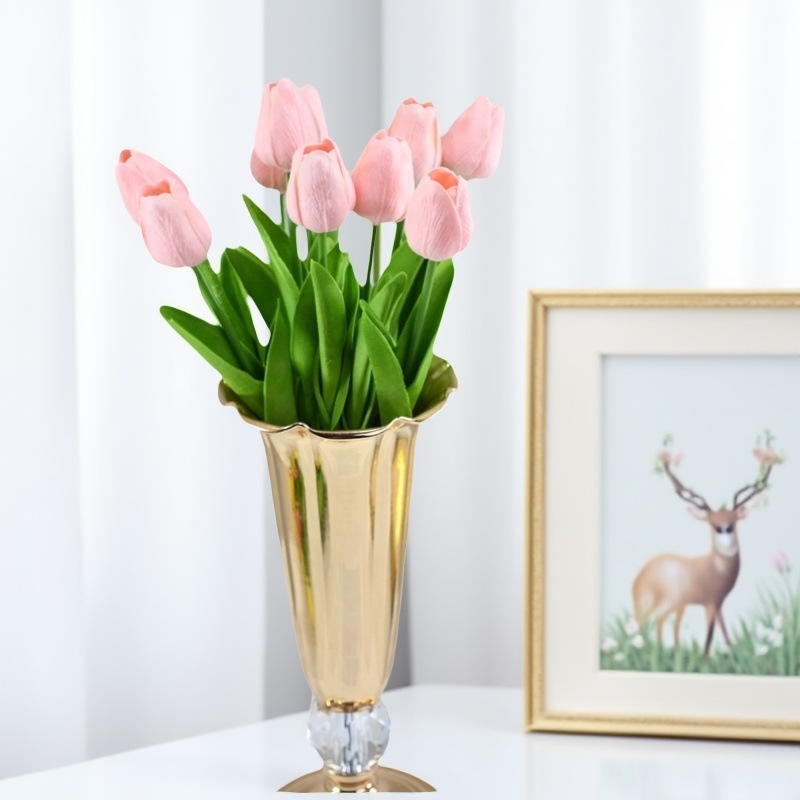 Fuente al por mayor PU mini flor simulación tulipán artificial flor falsa al por mayor flor de seda decoración transfronteriza del hogar flor falsa