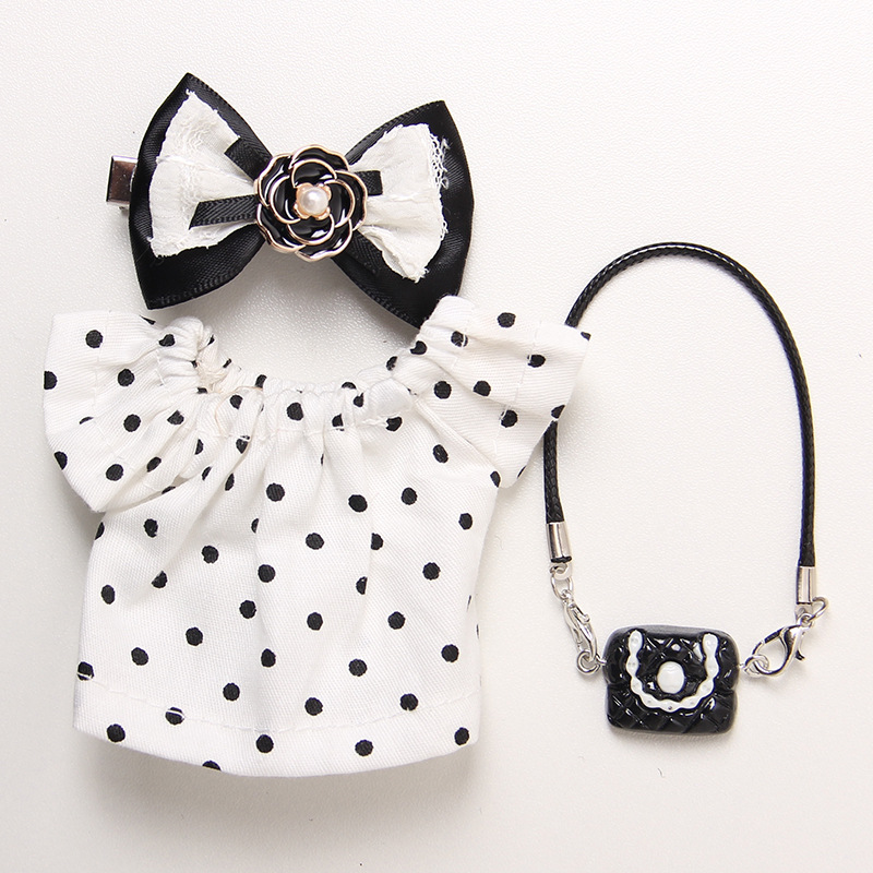 Adecuado para muñeco de peluche de 17cm, colgante, falda de muñeca, vestido de muñeca, traje de muñeca Macarons de 17cm con accesorios