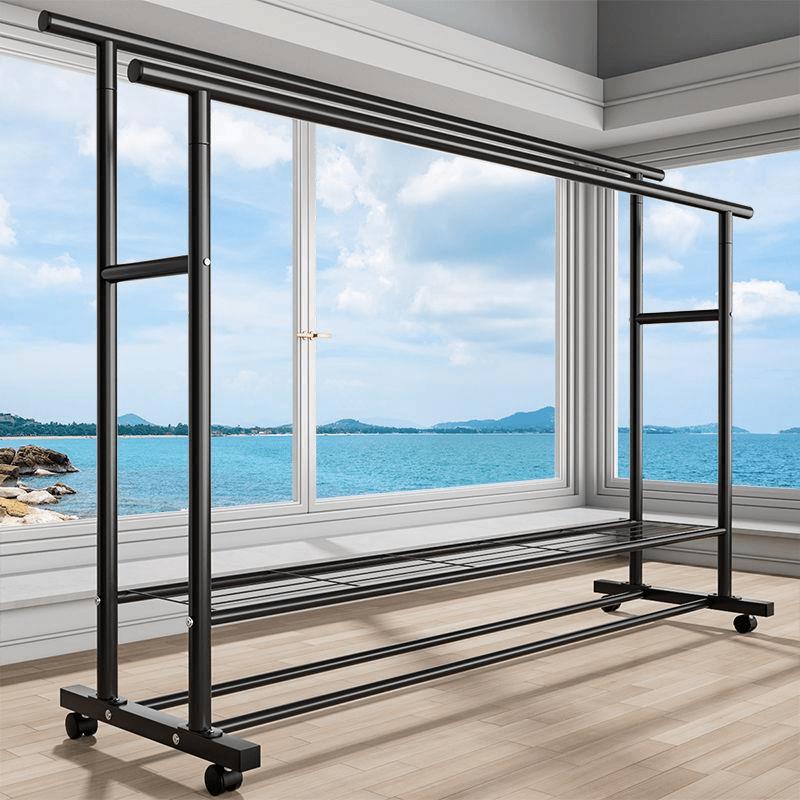 Floor-Standing Vertical Coat Rack Simple Clothes Rack Floor-Standing Home Balcony Indoor Simple Clothes Drying Rack Mobile Clothes Rack
