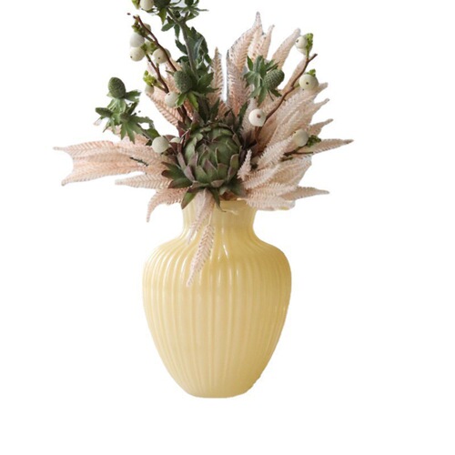 Medieval Fenton Langkou cream glass vase French ins milk jade color living room flower arrangement ornaments high-end flowers