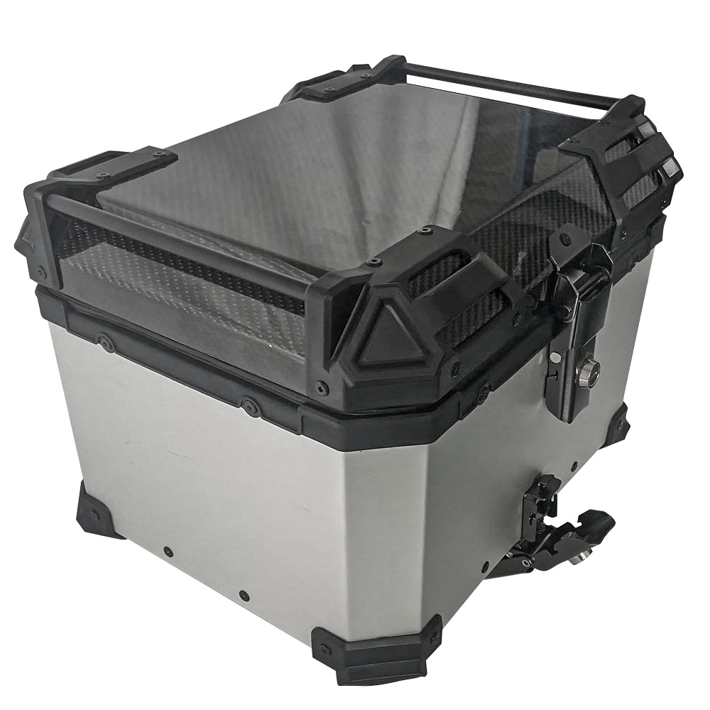45L fibra de carbono cubierta superior de aleación de aluminio de liberación rápida equipaje de almacenamiento eléctrico motocicleta tronco