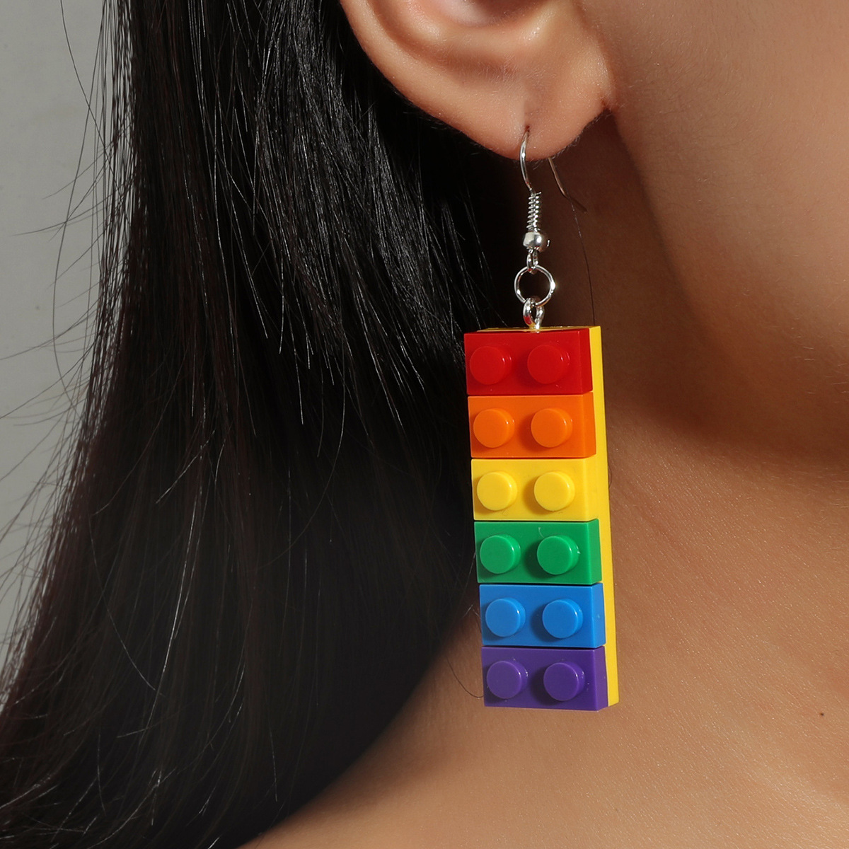 Wholesale Jewelry Rainbow Building Blocks Pendant Earrings Necklace Nihaojewelry
