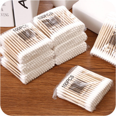 Disposable pointed cotton swabs for home use, dual-headed small household round-headed wooden cotton sticks, round-headed cotton cosmetic ear cleaning face sticks