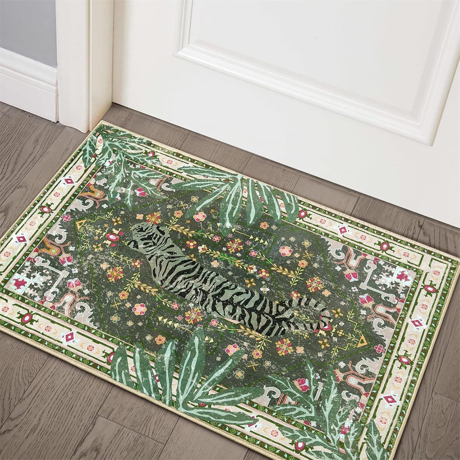 Vintage Tiger Muster Teppich Aus Kristallvelours Für Badezimmer_voghion.com