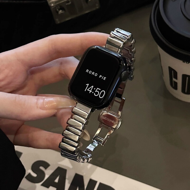 Suitable for Apple Watch Strap S8910 Asymmetrical Metal Butterfly Buckle Iwatchs11 Women's Watch Strap Suitable for Apple Watch Strap S8910 Asymmetrical Metal Butterfly Buckle Iwatchs11 Women's Watch Strap