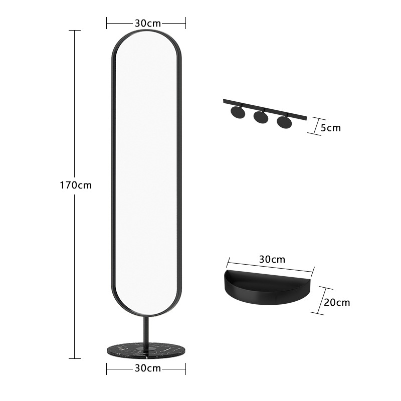 Espejo de piso de estilo de lujo ligero, espejo de cuerpo entero tridimensional de borde estrecho para dormitorio doméstico, espejo de cuerpo completo de niña de almacenamiento minimalista moderno