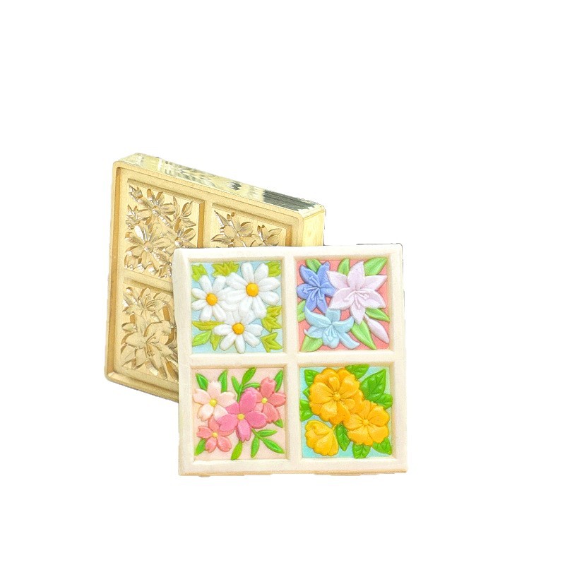 Serie de plantas de color europeo sello de pintura de fuego flor especial-en forma de alivio cubierta de pintura de fuego DIY cuenta de mano decoración de embalaje de regalo