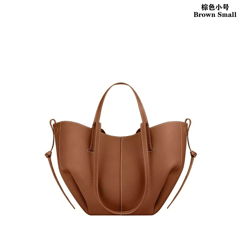 现货秒发polene翅膀包真皮Cyme单肩腋下包小众法式大容量托特包 - Thumbnail 7