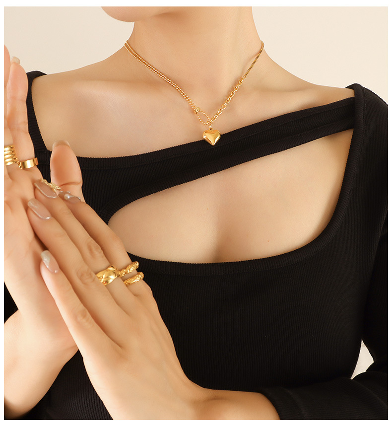 14g Weight 0.03µm-0.05µm Gold Plating Thickness PVD Coated Real Gold Plated Geometric Titanium Steel Fashion Waterproof Non Tarnish Necklace