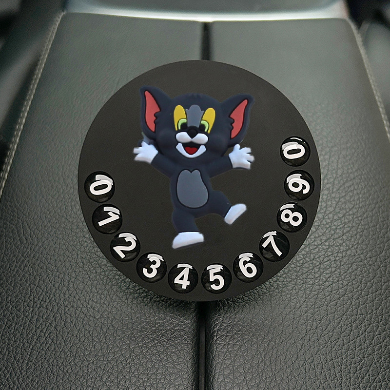 Tarjeta de estacionamiento temporal de dibujos animados de automóvil, matrícula de desplazamiento de automóvil privado de alta calidad creativa y linda, número de teléfono de automóvil móvil