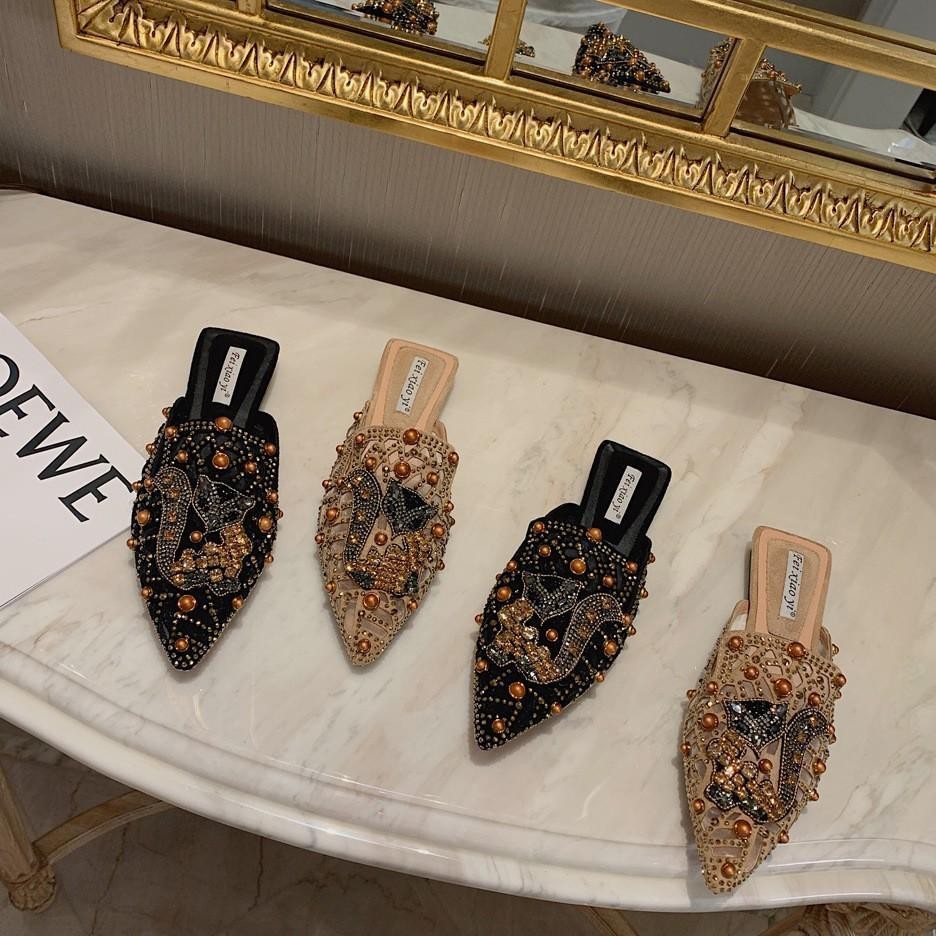 Romantic and delicate fashionable women's slippers pointed-toe