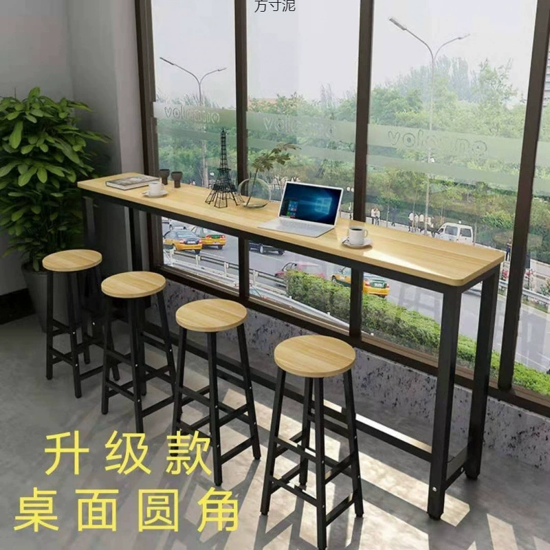 Круглый барный стол из массива дерева для дома, антивандальный, для балкона, гостиной, длинный стол, бар, магазин молочного чая, высокий стол, оптом