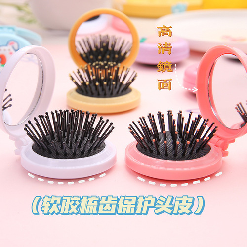 Girly Heart Folding Air Bag Comb Creative Girls Portable All-in-One Massage Comb Makeup Beauty Mirror Comb