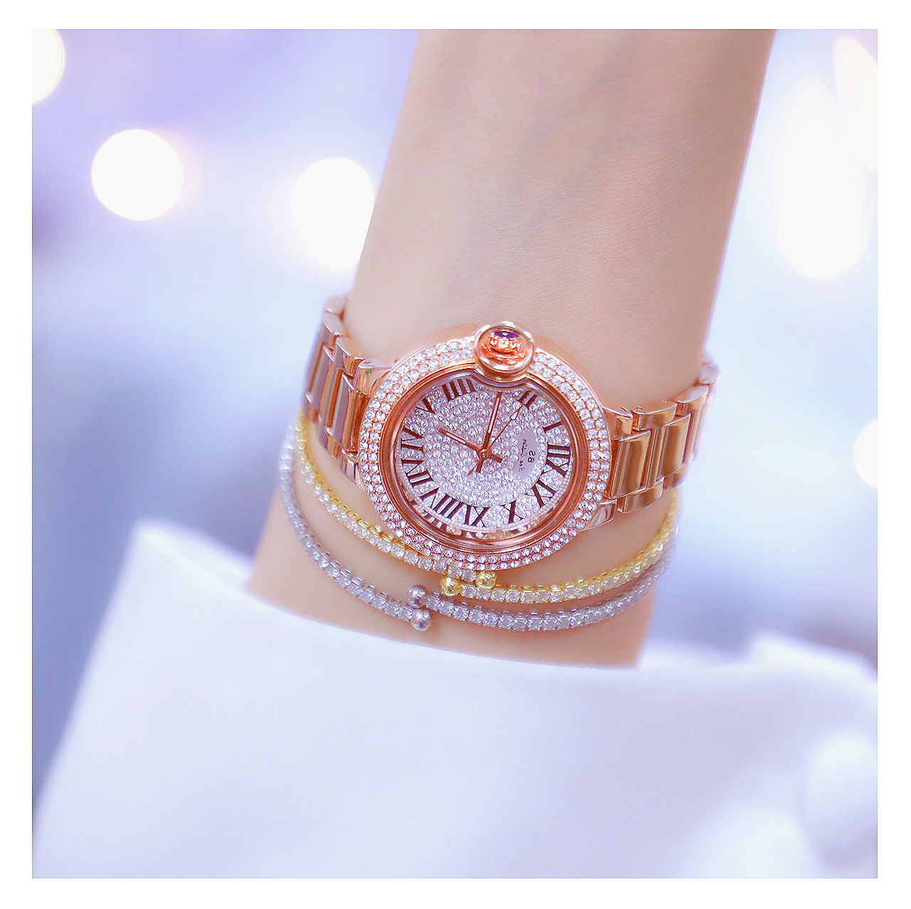 100g Weight Tempered Glass Mirror Material Alloy Strap Material Watch Classification Pointer+Number Display Type Jewelry Buckle Buckle Style Round Dial Shape Casual, Daily Occasion Quartz Movement Solid Color Pattern Women's Gender Simple Style, Classic Style Style Simple Style Classic Style Solid Color Jewelry Buckle Quartz Watch Women's Watches 4