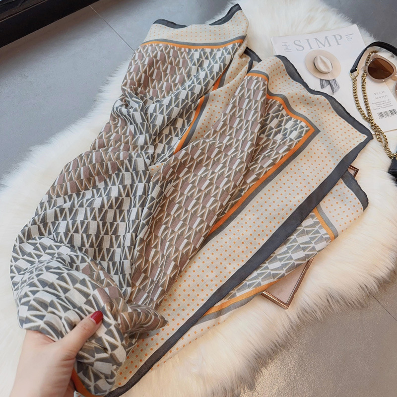 Autunno e inverno nuovi pois geometrici con sciarpa da cappotto in cotone e lino sciarpa lunga in seta sciarpa calda da donna scialle sottile a doppio uso_voghion.com