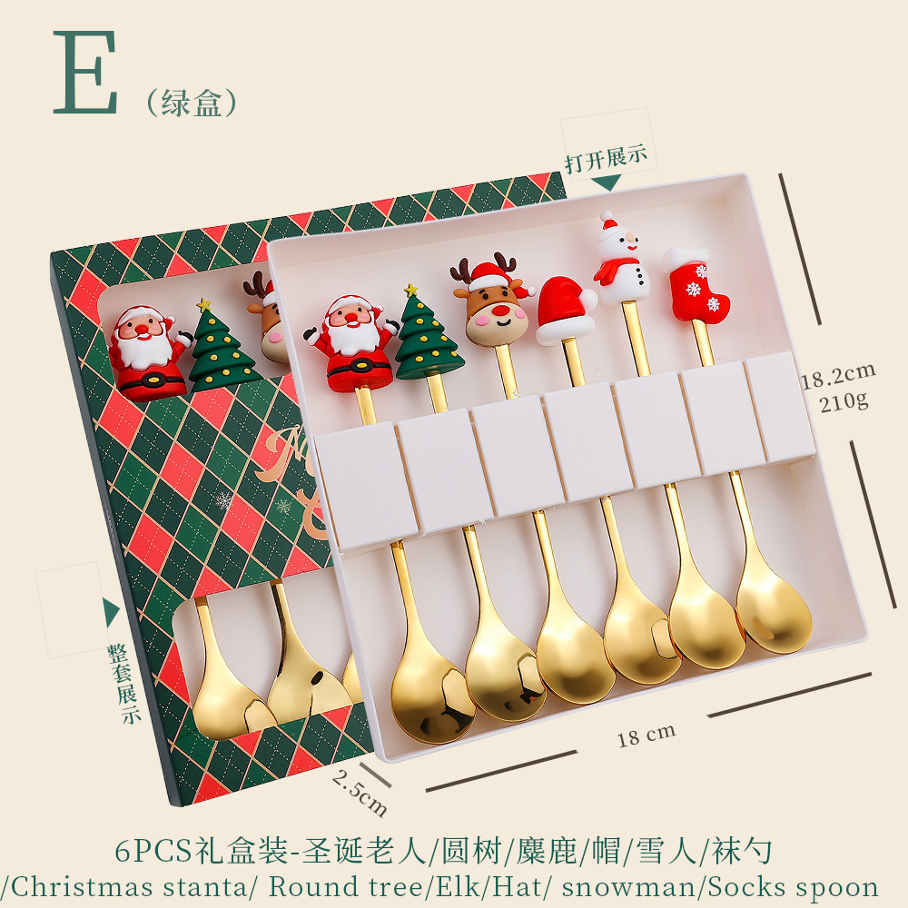 Cucharas nórdicas INS navideñas – cucharas doradas de postre o café de acero inoxidable