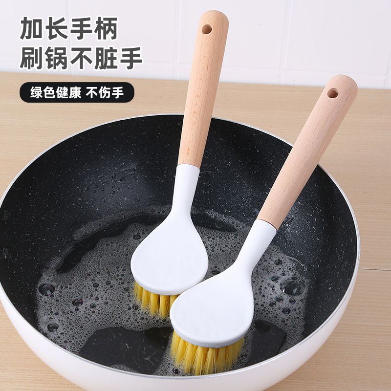 Pot Brush for Home Kitchen, Dishwashing Tool, Non-Stick Oil Brush, Long-Handle Cleaning Brush for Removing Scale and Grease