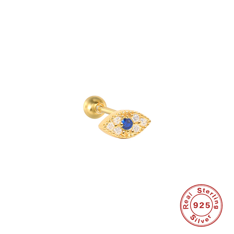 Fashion Devilu0027S Eye Sterling Silver Inlay Zircon Ear Studs 1 Piece