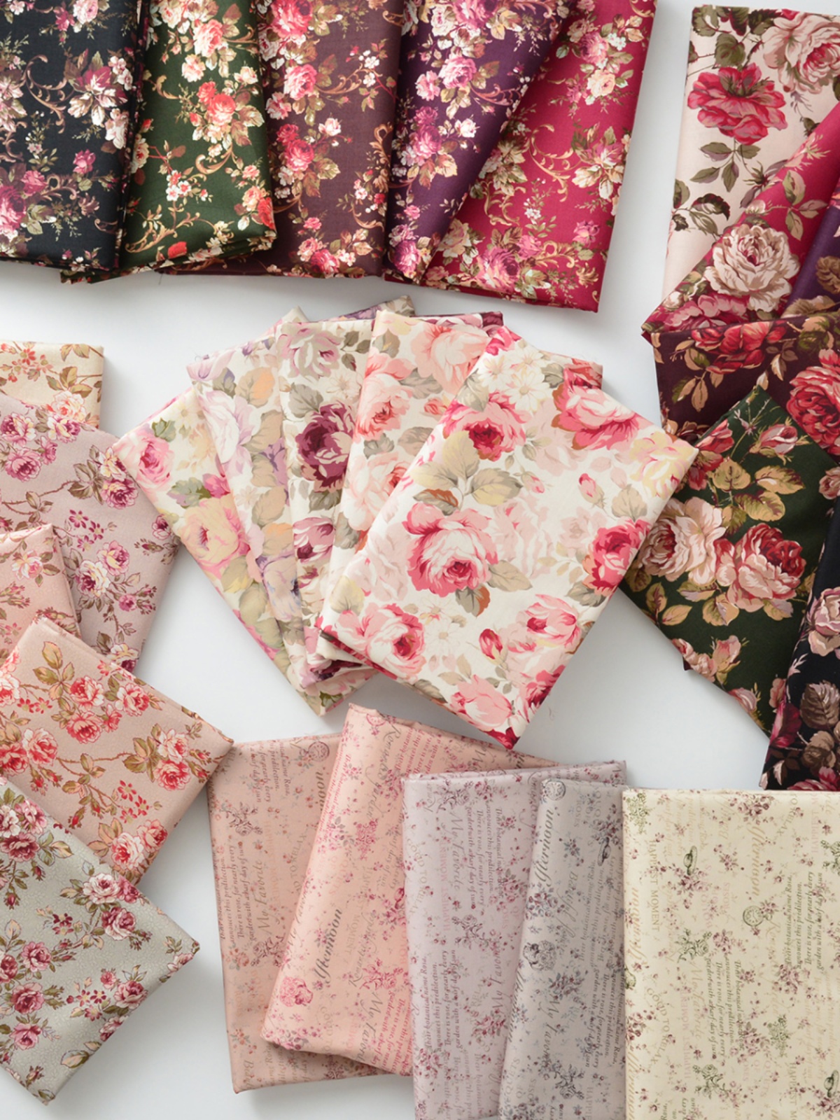 Pure Cotton Fabric Handmade DIY Patchwork Cloth Head Printed Fabric Cotton Bedding Clothing Ins Nordic Rose Set