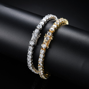 Cross-Border Fashion High-End Tennis Bracelet Tennis Chain 3mm 4mm 5mm Full Diamond Zirconia Bracelet