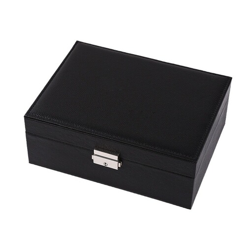 Double-layer PU leather jewelry box, large capacity jewelry box, earring and necklace storage box, bracelet box with lock