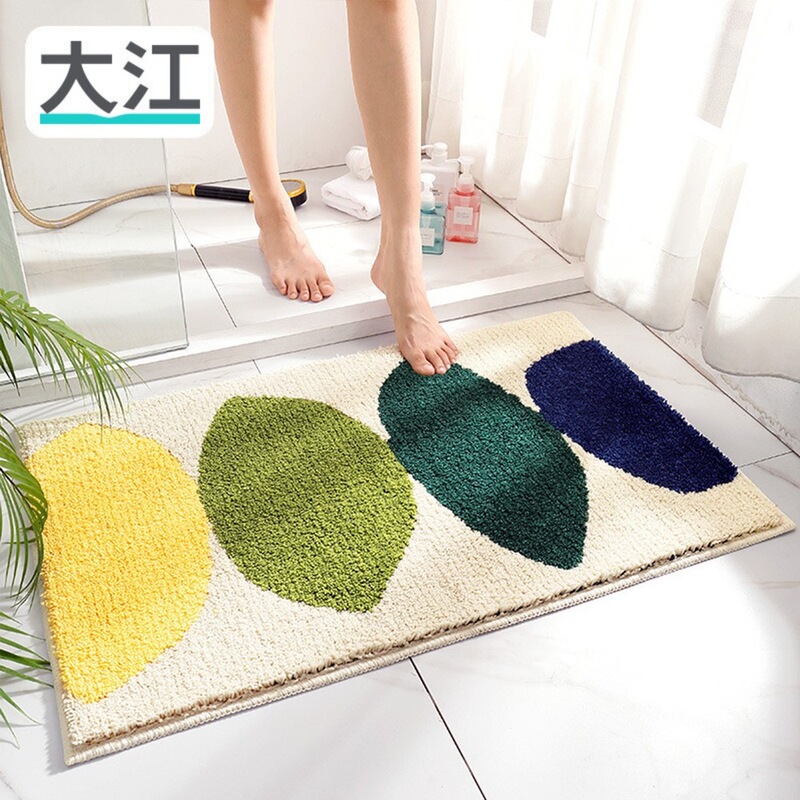 Modern Simple Bathroom Doorway Floor Mat Household Toilet Super Absorbent Carpet High and Low Hair Flocking Foot Mat