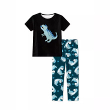 童装短袖t恤新款儿童恐龙上衣印花长裤 时髦中小童两件套男孩夏装