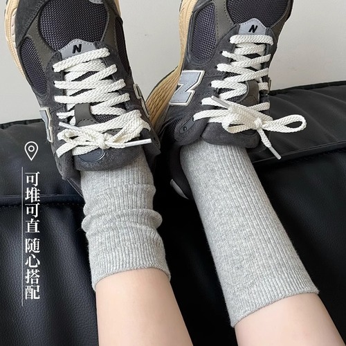 White Socks Female Mid-Calf Socks Spring and Summer Thin Pure Cotton Bunchy Socks 2025 New Model Matched with DE Training Shoes Long Socks