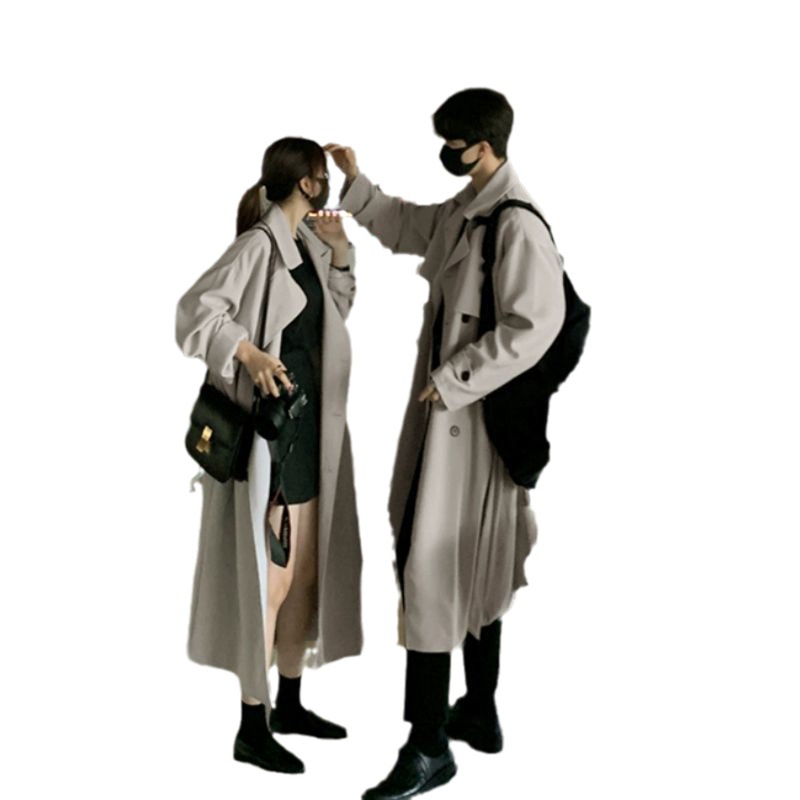 Abrigo de hombre rompevientos de alto grado solapa estilo coreano pareja de mediana longitud desgaste británico sobre la rodilla capa de abrigo de hombre