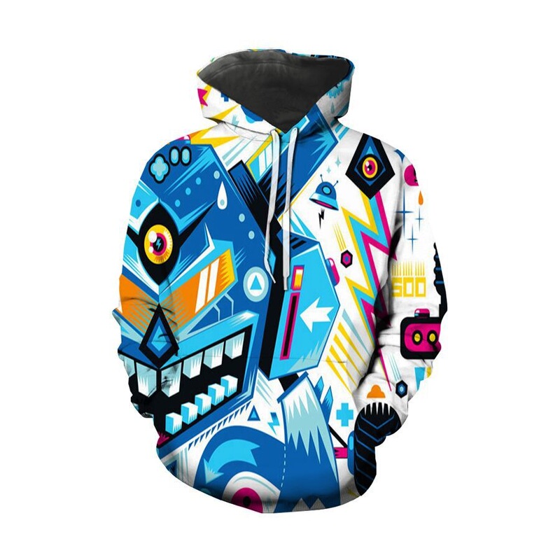 Cross-Border Aliexpress New Trendy Abstract Monster 3D Sweatshirt Digital Print Long-Sleeve Hoodie for Men and Women Couple Style