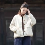 立领加厚宽松拼色棉袄