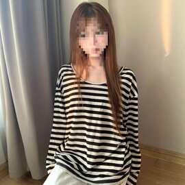 条纹防晒罩衫夏季薄款针织长袖T恤女宽松慵懒松弛感休闲外搭上衣