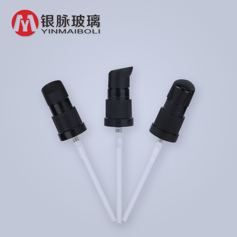 银脉现货 18牙台阶乳液泵 塑料PP拇指盖泵头 黑色企鹅头鸟嘴粉泵