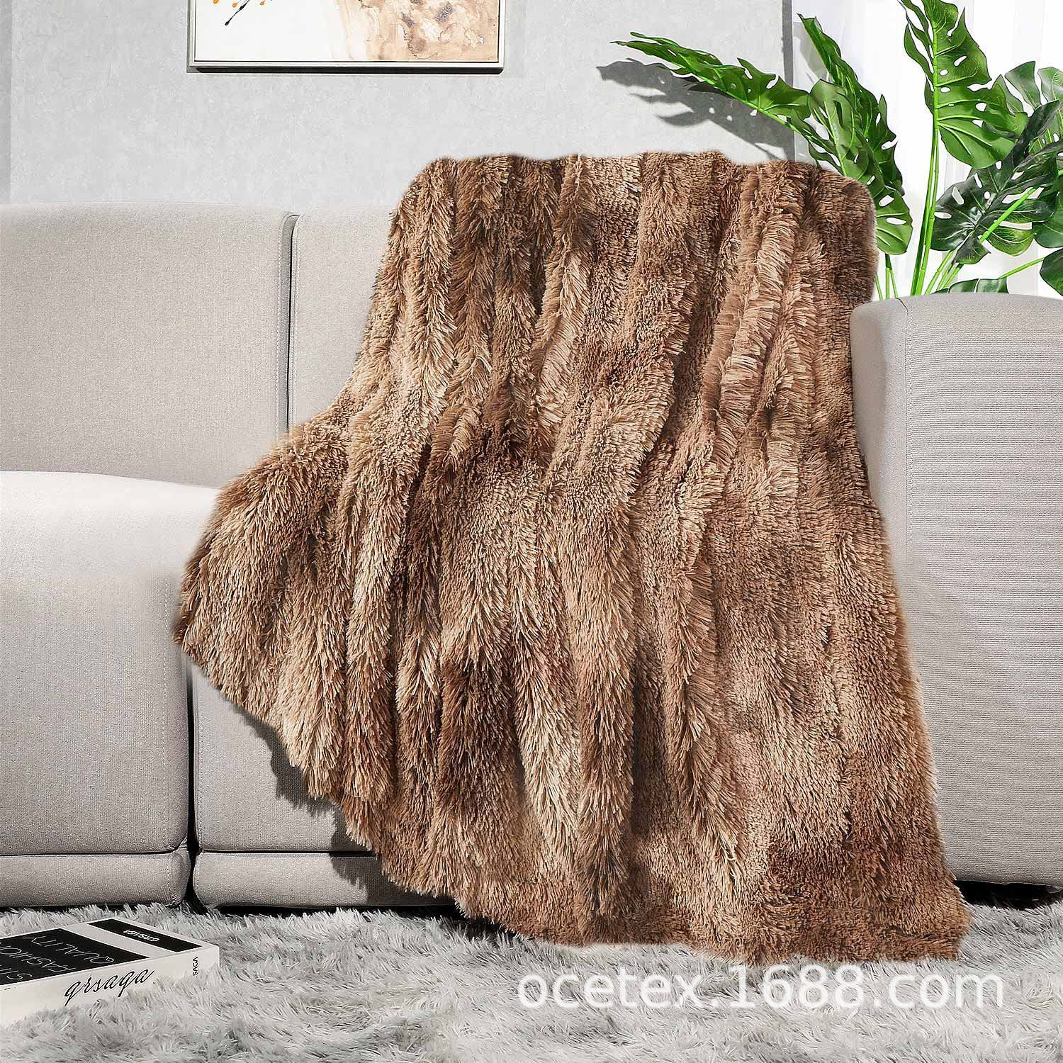 双面长毛绒毛毯柔软舒适超细纤维毛毯子高奢人造皮毛盖毯厂家批发