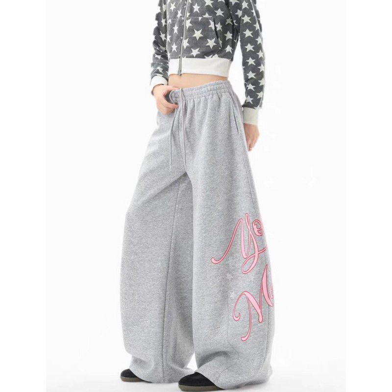 Slack Letter Print Sweatpants Men's Autumn New Loose And Versatile Jazz Dance Casual Wide-leg Pants_viptrois.com