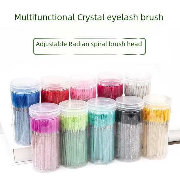 Bottled Crystal Rod Eyelash Brush Barrel Eyebrow Comb Spiral Brush Small Brush Colorful Eyelash Curling Brush Grafting Eyelash Tool