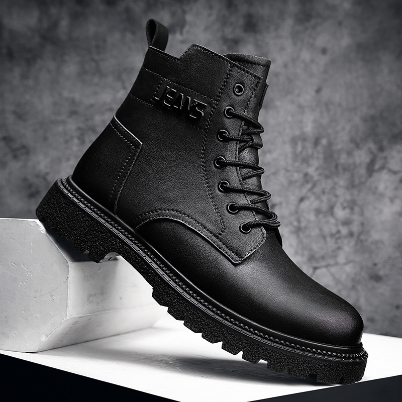 Cross border Large Martin boots men's leather boots winter new Chelsea leather short boots high top motorcycle cotton boots