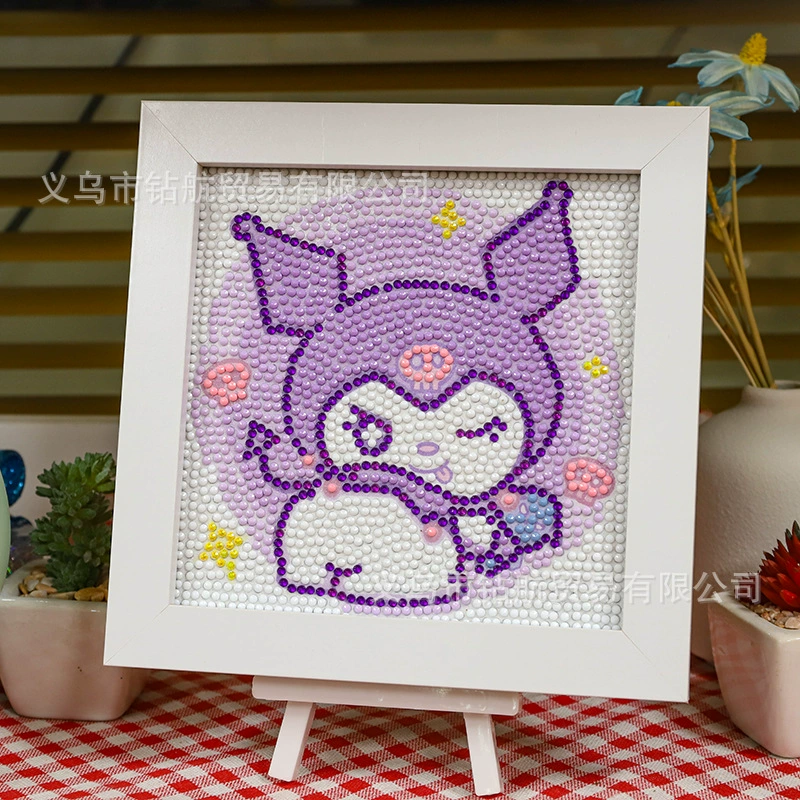 Даймонд-пейнтинг (Sanrio) Kuromi и смешанные мультфильмы, 17×17 см, полный страз DIY набор, детское рукоделие