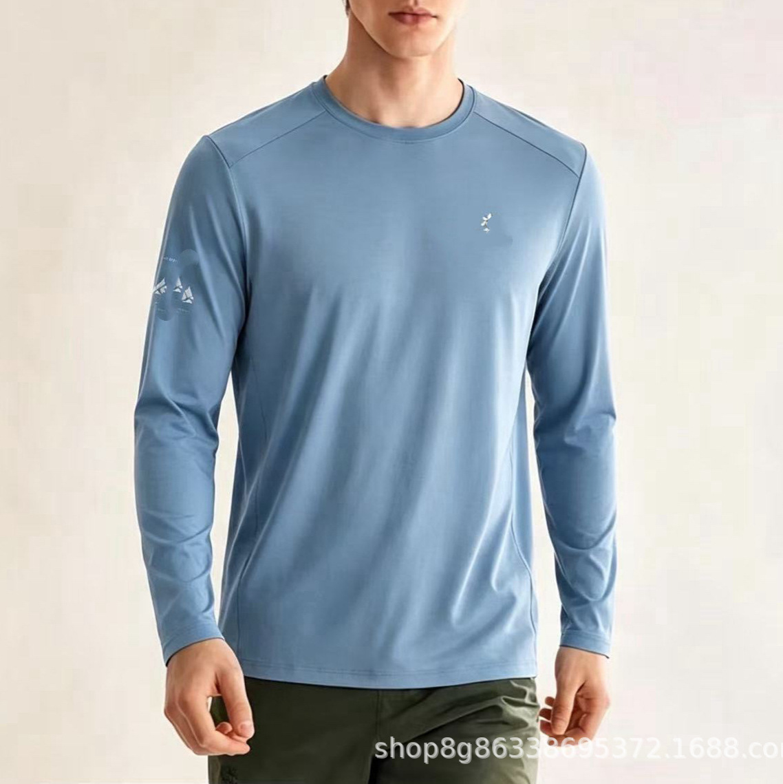 Cross-border autumn new trendy brand KLS Sun same style high elastic quick-drying men's long-sleeved basic crew neck base shirt
