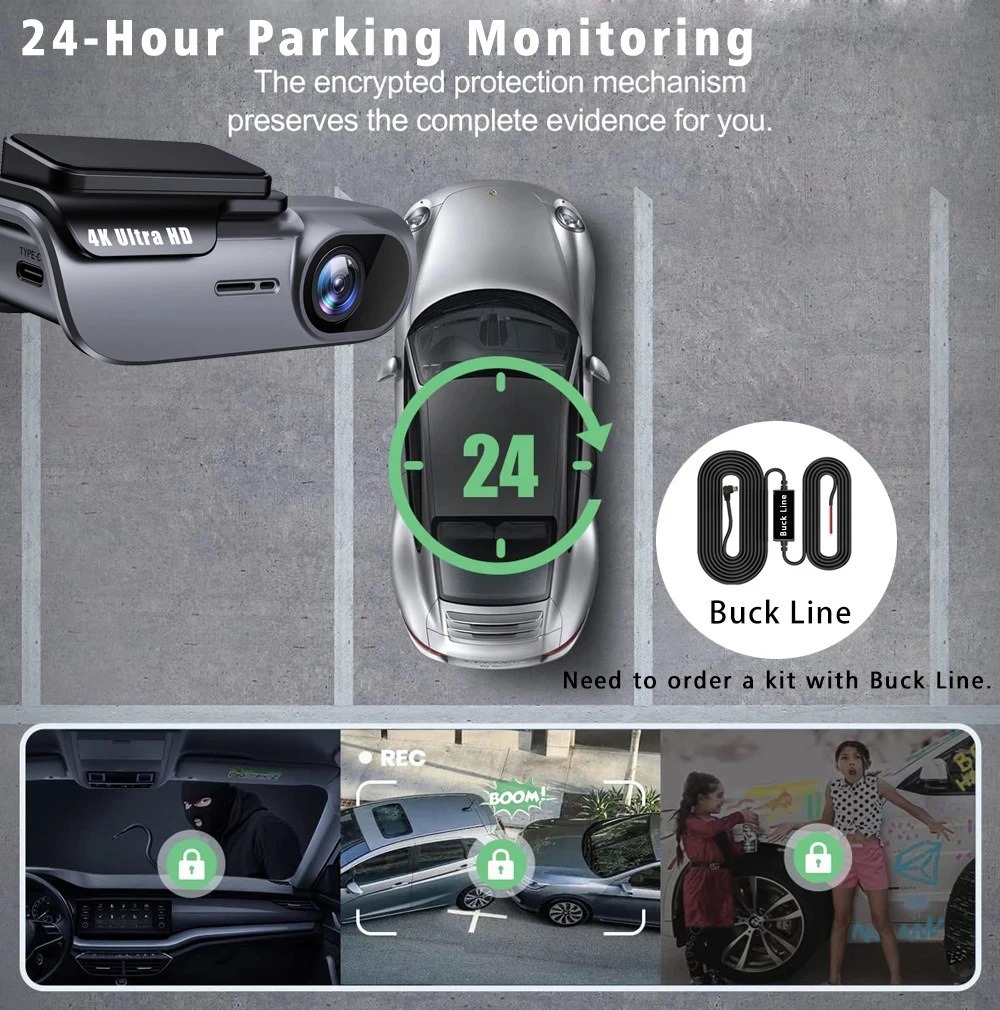 2026 New Product Cross-Border High-Definition 4K Car Dashcam Front and Rear Camera Dashcam Vehicle Recorder