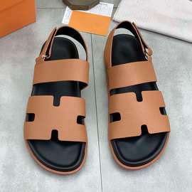 2025年夏季新款真皮男士休闲凉鞋时尚百搭外穿防滑沙滩鞋潮流男鞋